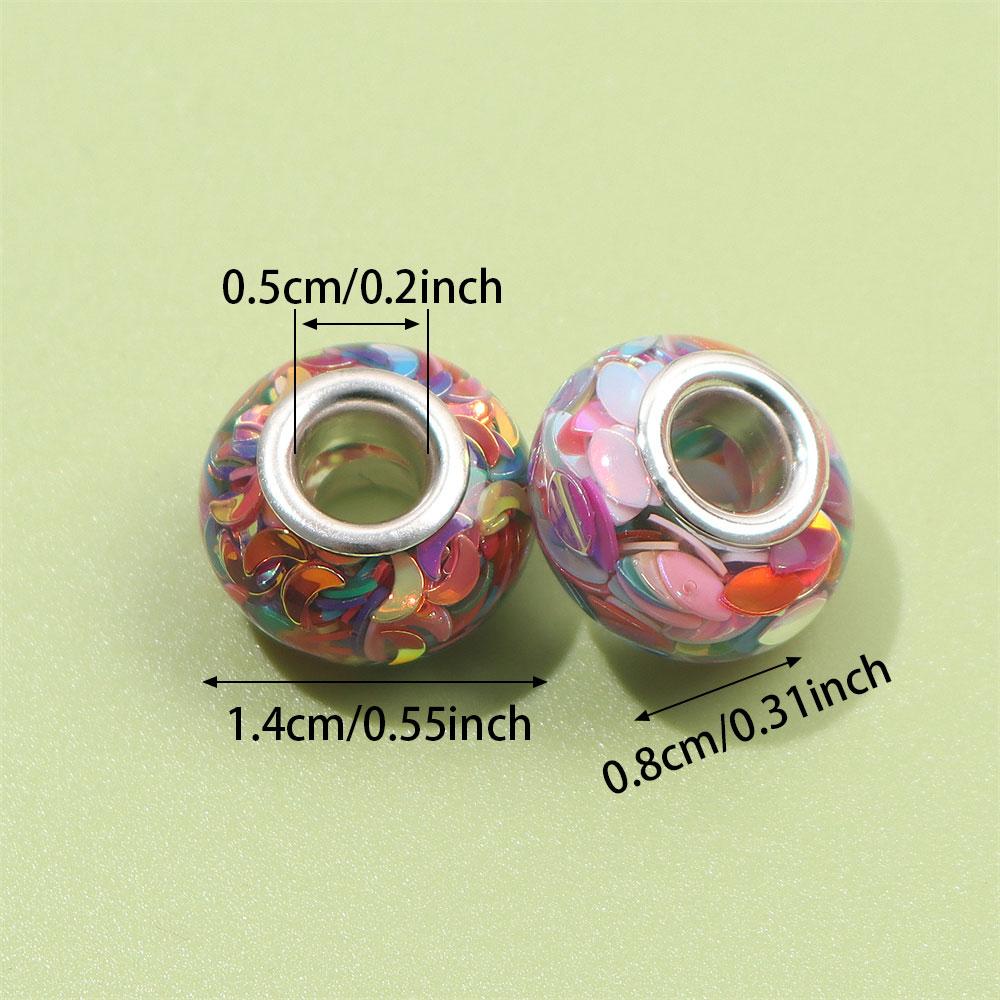 30/50/100pcs resin large hole bead sparkling bead, large hole spacer bead European craft bead, DIY necklace bracelet jewelry production