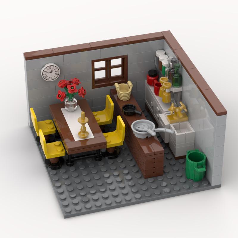 Street View Corner Room Bar Kitchen Gym Scene Diy Assembly Holiday Gift Ornament Building Block