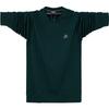 New relaxed large men's warm casual sports lapel lightweight soft wrinkle breathable cotton long-sleeved T-shirt