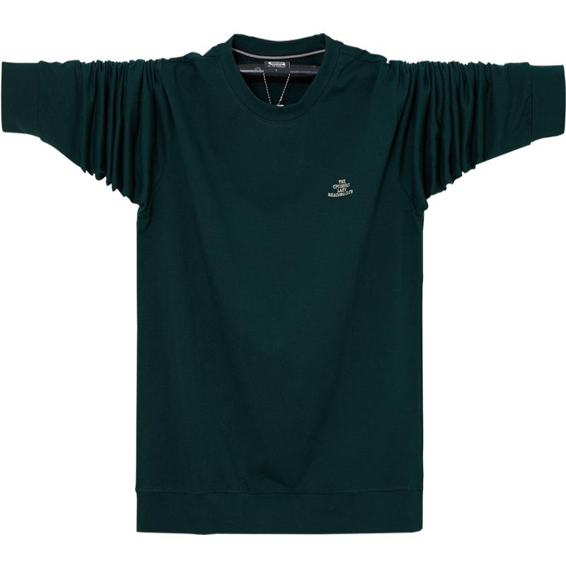 New relaxed large men's warm casual sports lapel lightweight soft wrinkle breathable cotton long-sleeved T-shirt