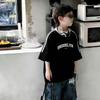 Boys Summer Cotton Short Sleeve T Shirt Letter Print Three Stripes Trendy Casual Top For Big Kids