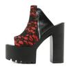 Gdgydh Escarpins Chaussures Cosplay pour Femmes Mode Fermeture Éclair Plateforme Mules Bout Ouvert Bouche de Poisson Patchwork Rouge Sandales à Talons Été