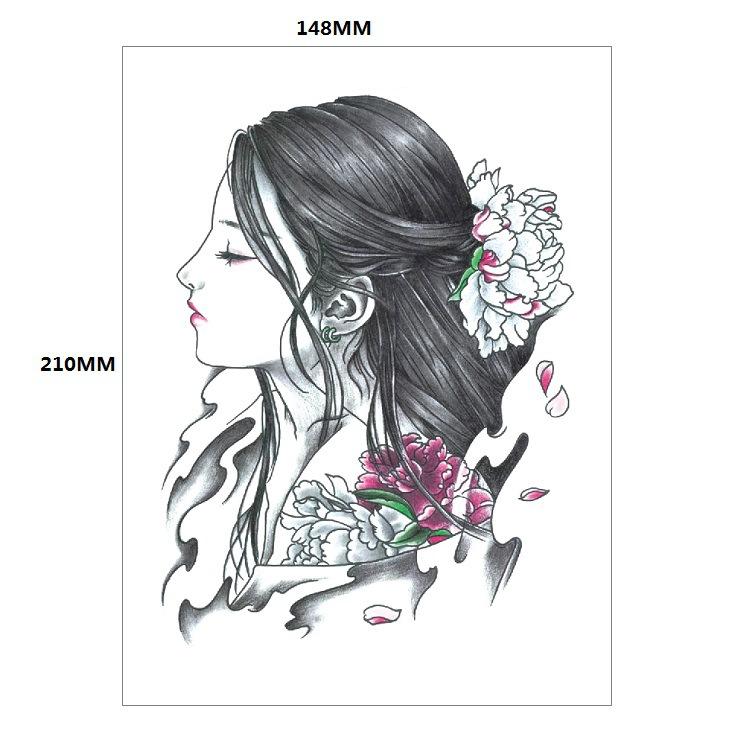 

Традиционная красивая женщина персонаж слезы гейши цветная вода переводная цветочная рука анти-реальная татуировка наклейка татуировка 148*210MM