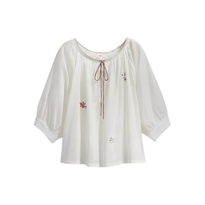 Maglione Girocollo Ricamato Levis Camicia a Manica Tre Quarti Donna camicie Bianco 39656-0000