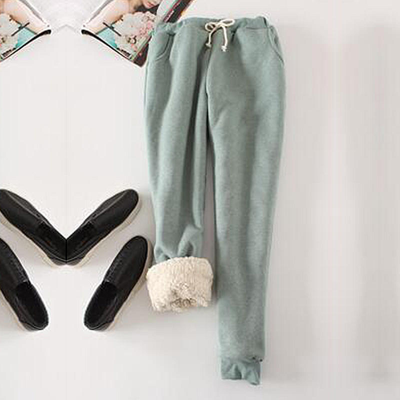 Women Warm Velvet Pant Thicker Elastic Waist Plus Velvet Pants Fashion Sweatpants