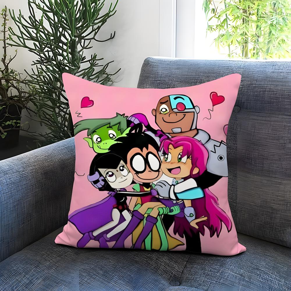 anime Teen Titans Go! Cushion Cover Comfortable Reversible Pillow Cover Ideal for Car Sofa Bedroom & Beyond