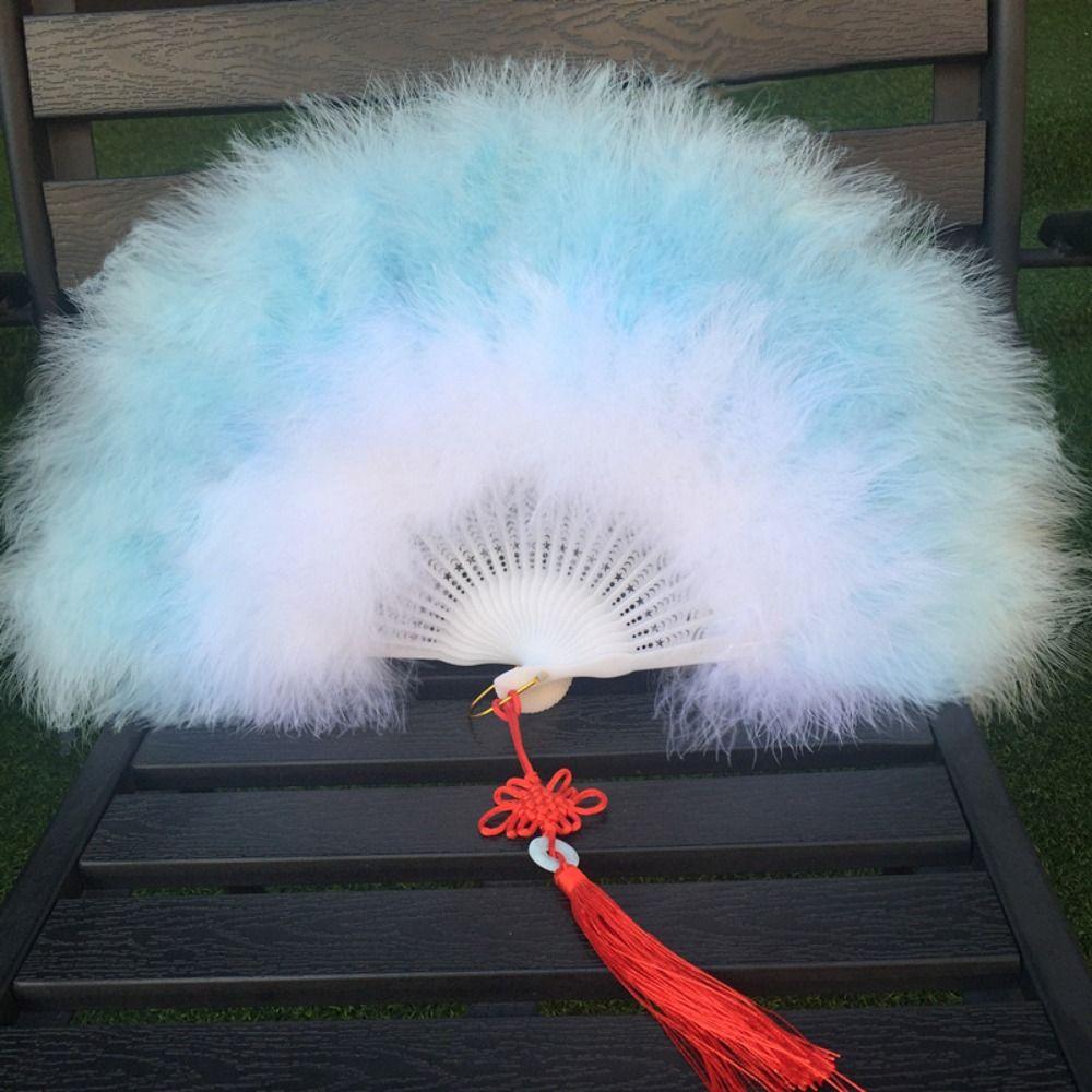 Fluffy Wedding Folding Fan Colorful Handheld Feather Fan Art Fans Cosplay Props Fan  Cheongsam Show