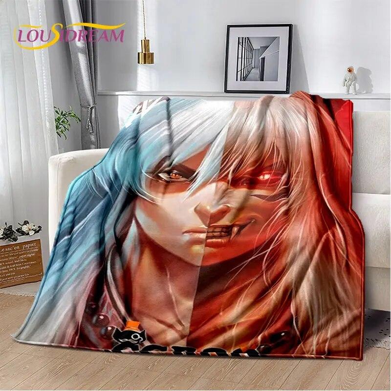 Pătură moale de pluș cu desene animate Inuyasha, pătură de flanel, pătură pentru sufragerie, dormitor, pat, canapea, husă de picnic Bettdecke