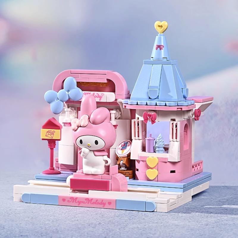Genuine Keeppley  Building Blocks Street Scene Series Model  Mymelody Kuromi Splicing Toy Pompom Purin Gift