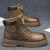 Trendigt märke höst och vinter herrars höga tjocksulade korta stövlar Brittiska utomhus verktyg lokomotiv herrstövlar livesändning avslappnad Martin-känga