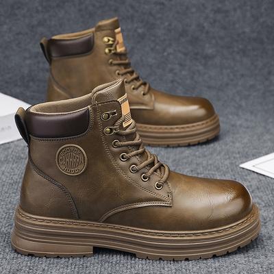 Trendy Brand Autumn and Winter Men's High-top Thick-soled Short Boots British Outdoor Tooling Locomotive Men's Boots Live Broadcast Casual Martin Boot