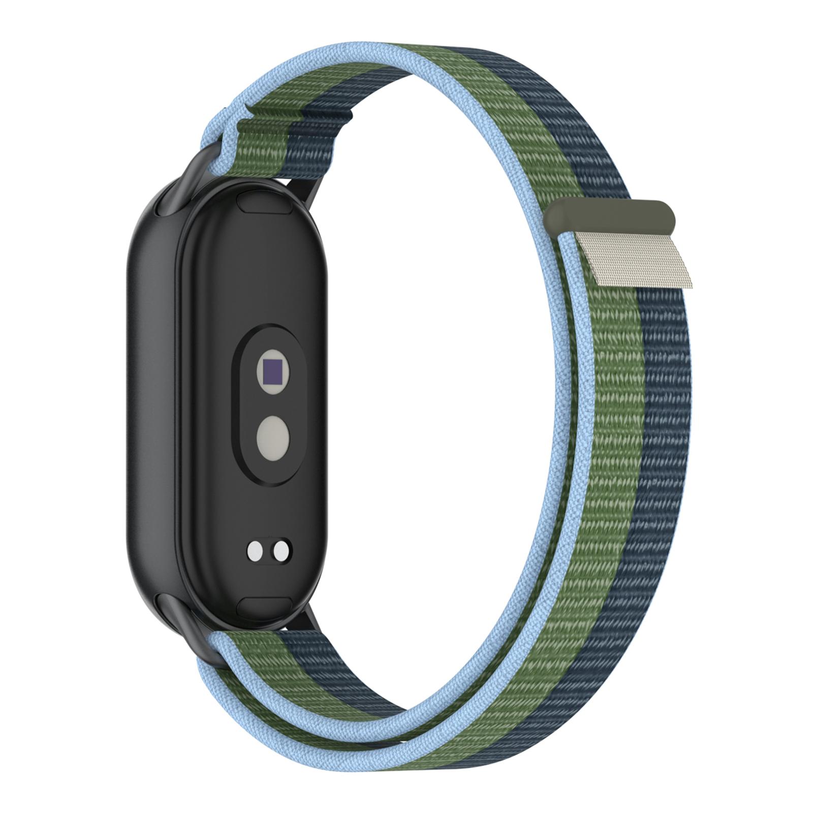 

Wrist Strap for Xiaomi Smart Band 10/9/8 Magic Tape Nylon Loop Watch Band with Tail Tab Green/Blue