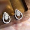 Huitan Fashionable Waterdrop Stud Earrings for Women Novel Hollow Design Piercing Accessories Charm Eternal Wedding Band