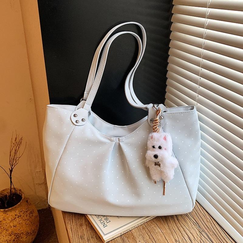 Polka Dot PU Leather Tote Bag for Women Large Capacity Fashion Shoulder Bag Versatile Commuter Handbag