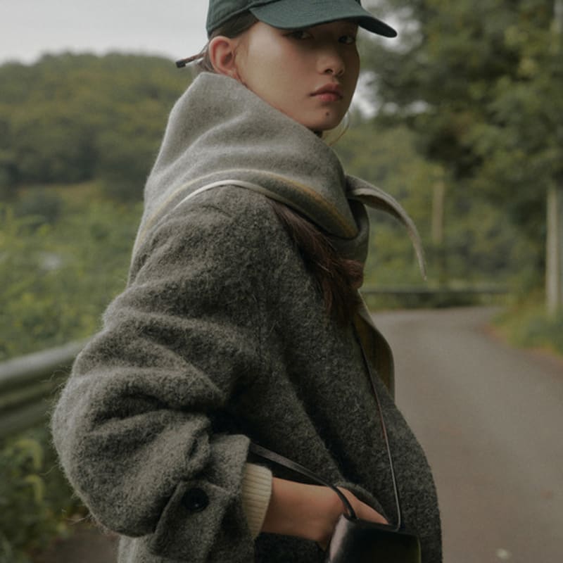 SAGEMENT EDAN COLOR SCHEME Wool MUFFLER_YELLOW-GRAY