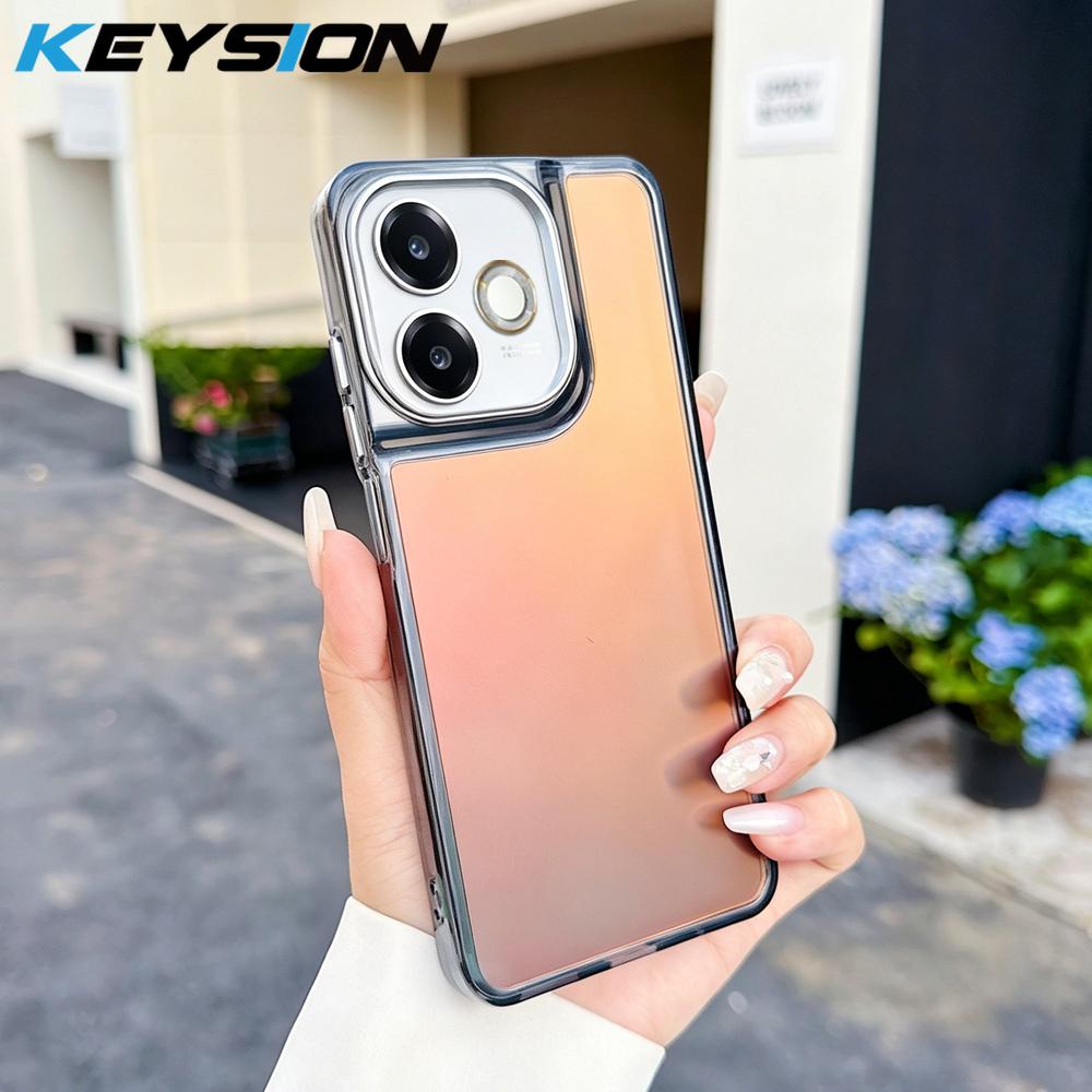 

KEYSION Fashion Laser Gradient Colorful Phone Case for Redmi 13 12 5G Soft TPU+PC Shockproof Back Cover for Xiaomi POCO M6 for Redmi 13 чёрный
