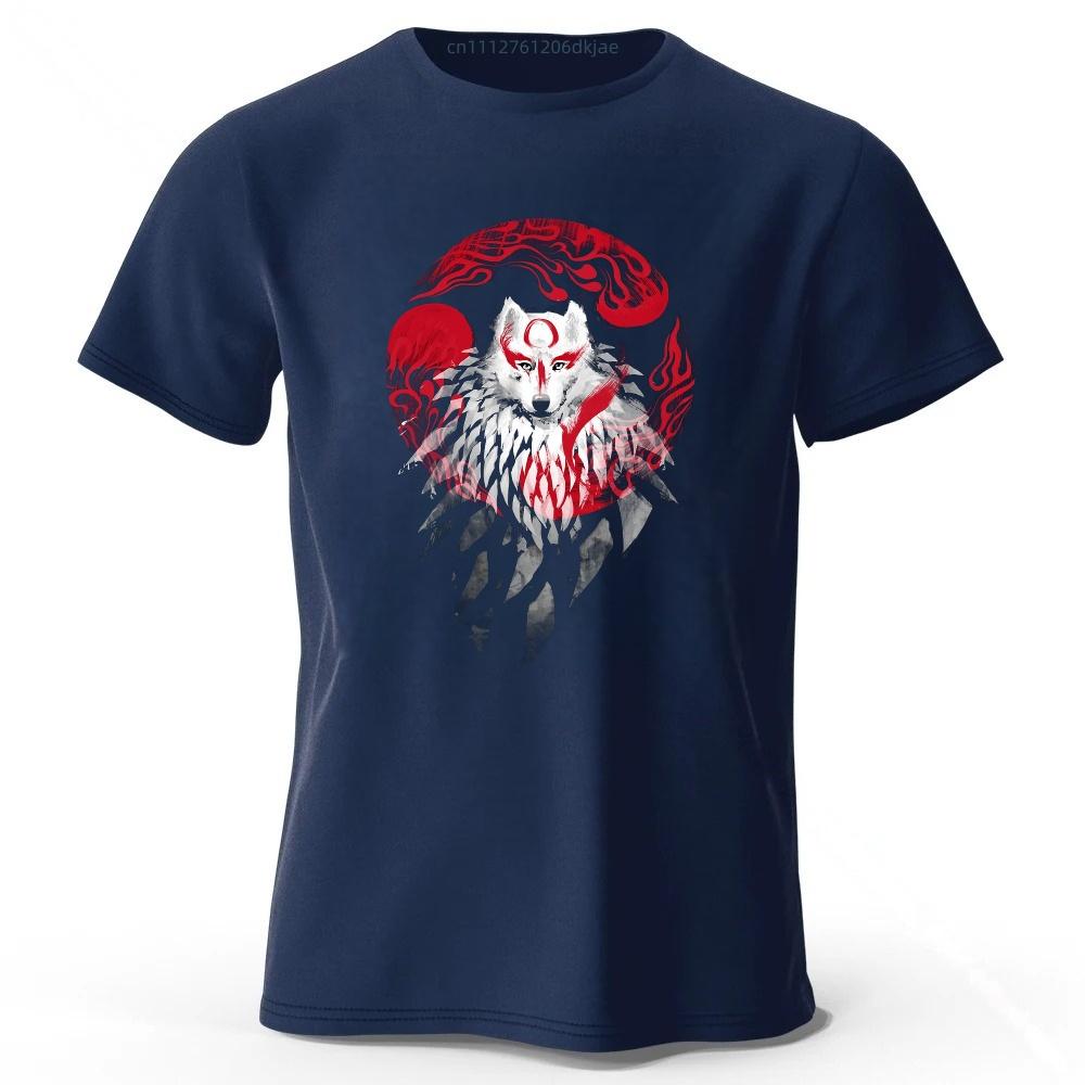 SpringSummer New Mythical White Wolf Cotton Short Sleeved Mens Street Casual Trendy Tshirt Large Loose Comfortable Top