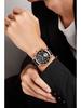Herren Vollautomatische Multifunktionsuhr mit Lederarmband und Kalender