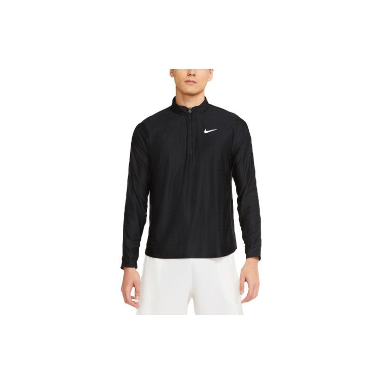 Nike Dri-Fit Advantage Casual Sports Logo Pattern Tennis Long Sleeve T-Shirt Men Tops Black CV2868-010