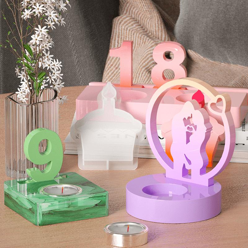 Digitální dekorativní ornament, držák na svíčky, sádrová forma, silikonová forma pro kutily