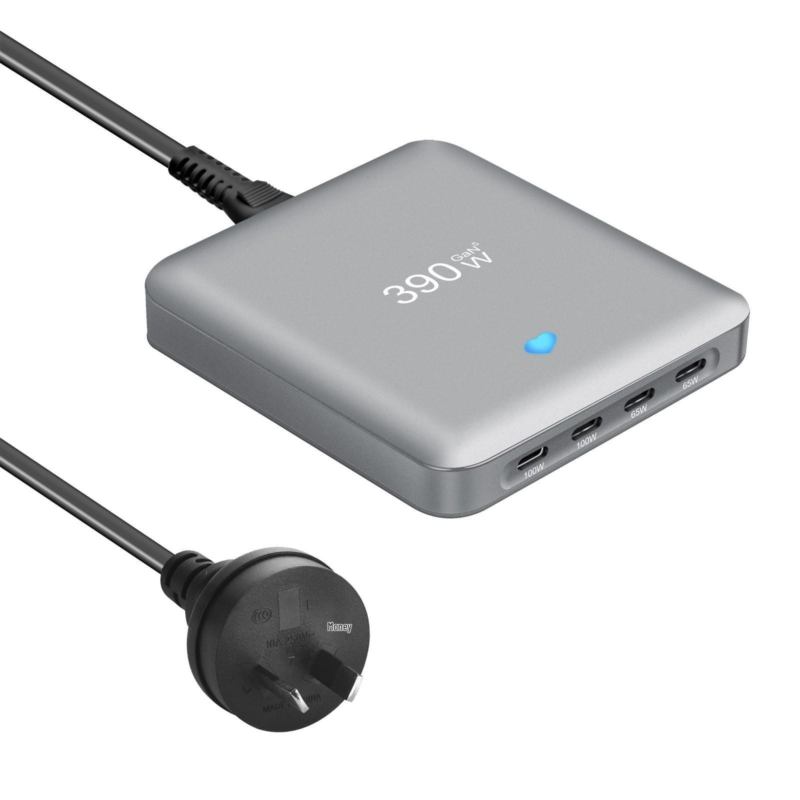 

390W Gallium Nitride Ultra-Thin Desktop Charger with 4C2A Ports and 100W Direct Charging