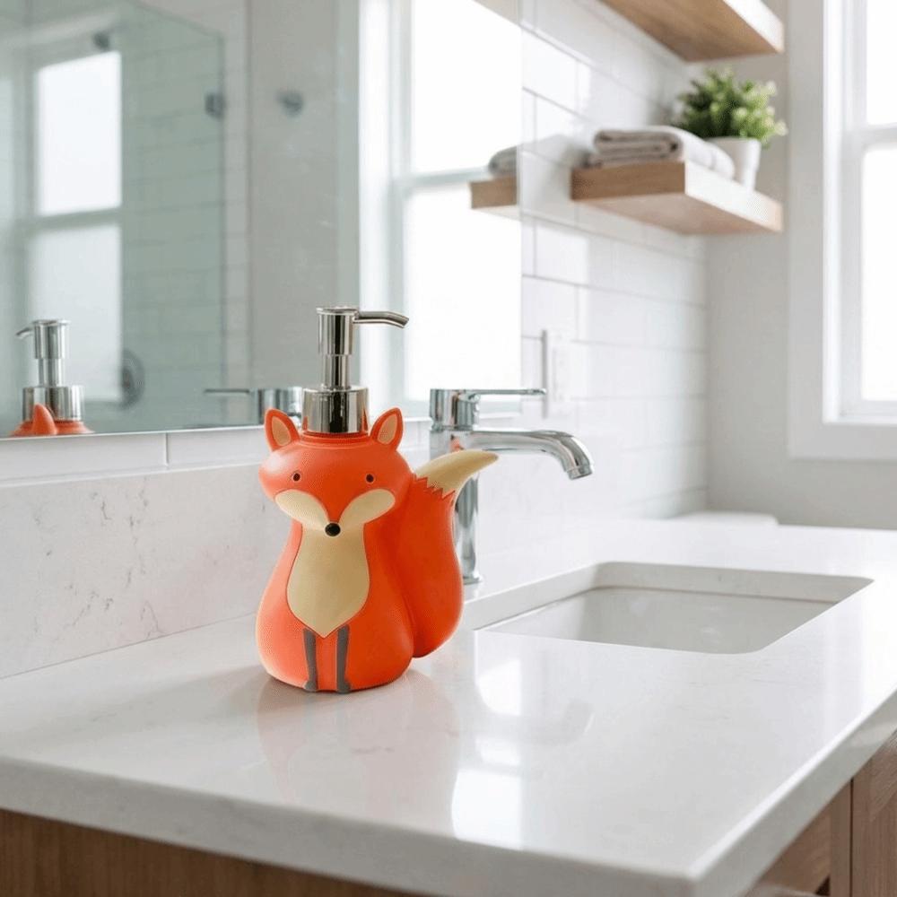 Cute Vixen Soap Dispenser Bottle Refillable Animal Design Cartoon Hand Sanitizer Bottle Collectible Decorative