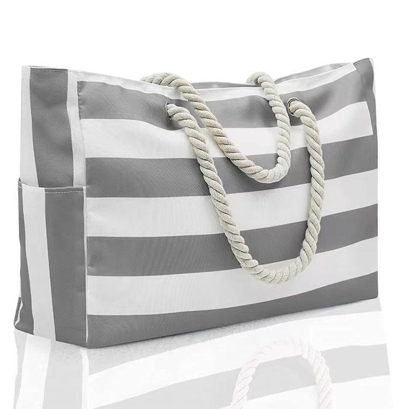 popular striped beach bag large-capacity travel storage bag bold cotton portable shopping environmental tection bag