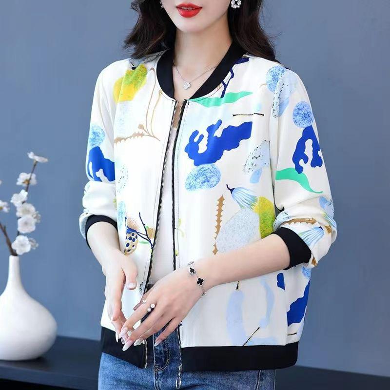 

Кардиган с принтом из шифона: Универсальная длиннорукавная куртка большого размера на весну 2025 года XL