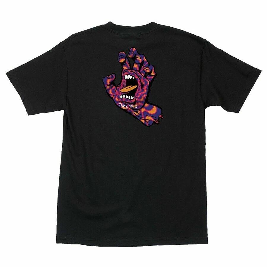 Santa Cruz SCREAMING KALEIDOHAND HAND Skateboard T Shirt BLACK XL