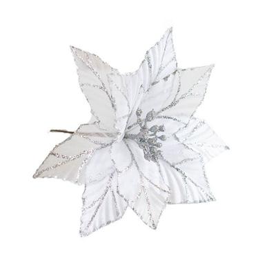 25cm 3D Artificial Christmas Flowers DIY Handmade Glitter Fake Flowers Shiny Christmas Ornaments Party