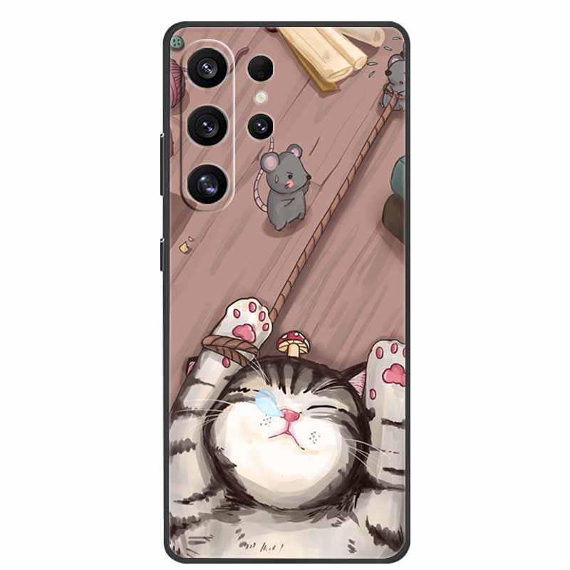For Samsung Galaxy S26 Ultra Case Bumper Starry Sky Soft Silicone TPU Back Cover for Samsung S26 Ultra Phone Case Cute Cat Cover
