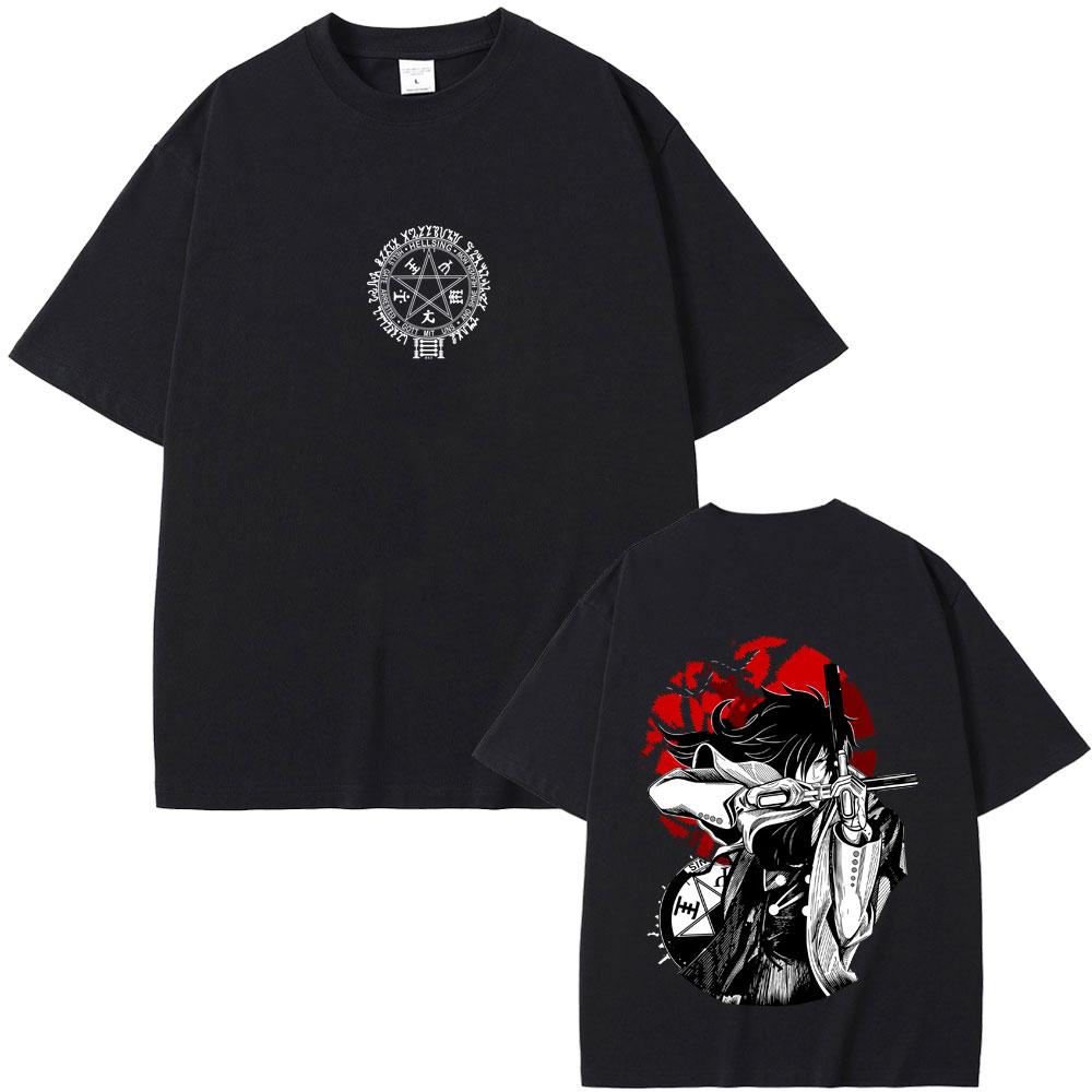 Anime Hellsing Yumie Takagi Graphic Tshirt Vampire Alucard Merch T Shirts Unisex Women Gothic Unisexga Oversized Short Sleeve Tshirt