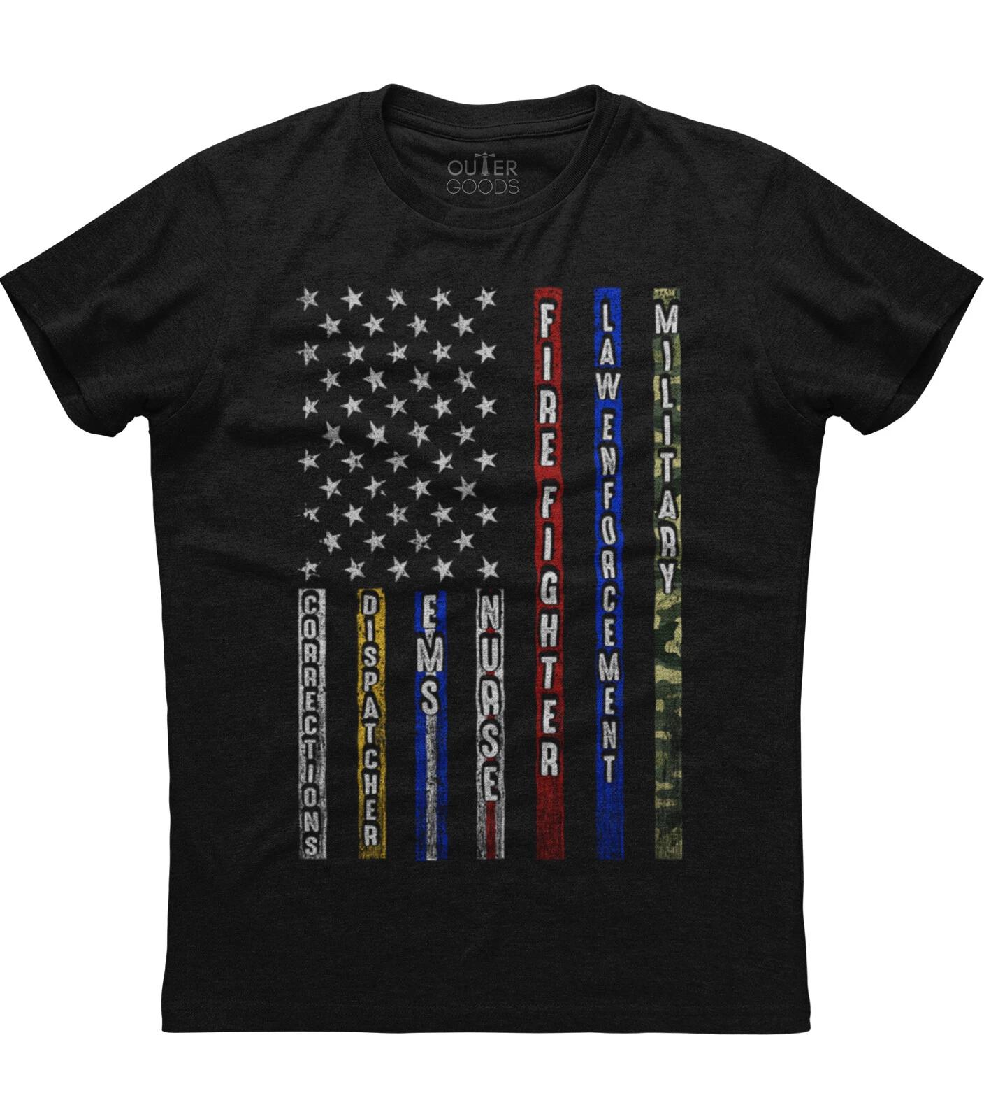 Military Law Enforcement Mens Short Sleeve New Cotton Black T-shirt 4XL