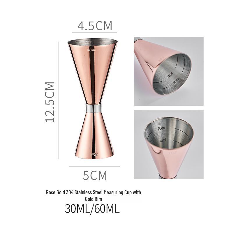 Double-Headed Stainless Steel 304 Gold Ring Jigger with Scaled Measuring Cup for Cocktails