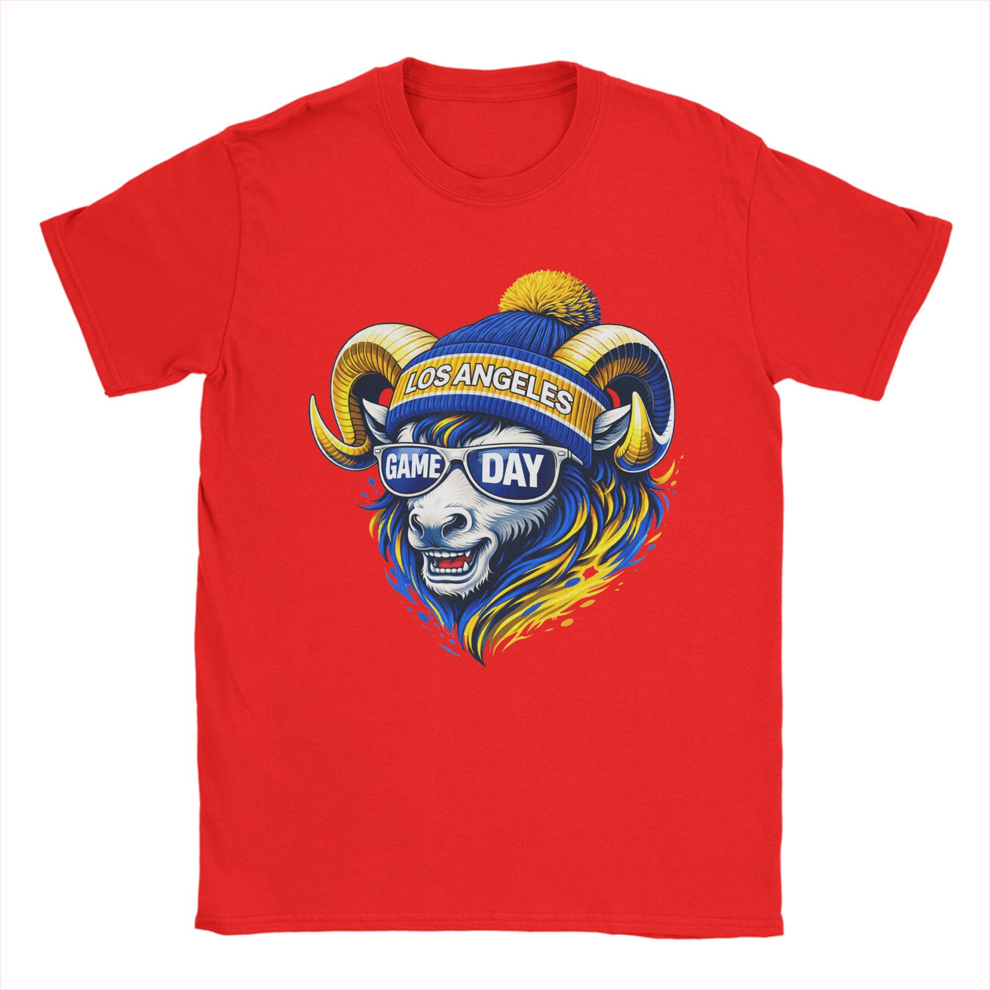 

Ram with Beanie and Sunglasses Game Day Vibes Unisexs T Shirts Funny Tees Short Sleeve Round Collar Cotton Plus Size Clothing S