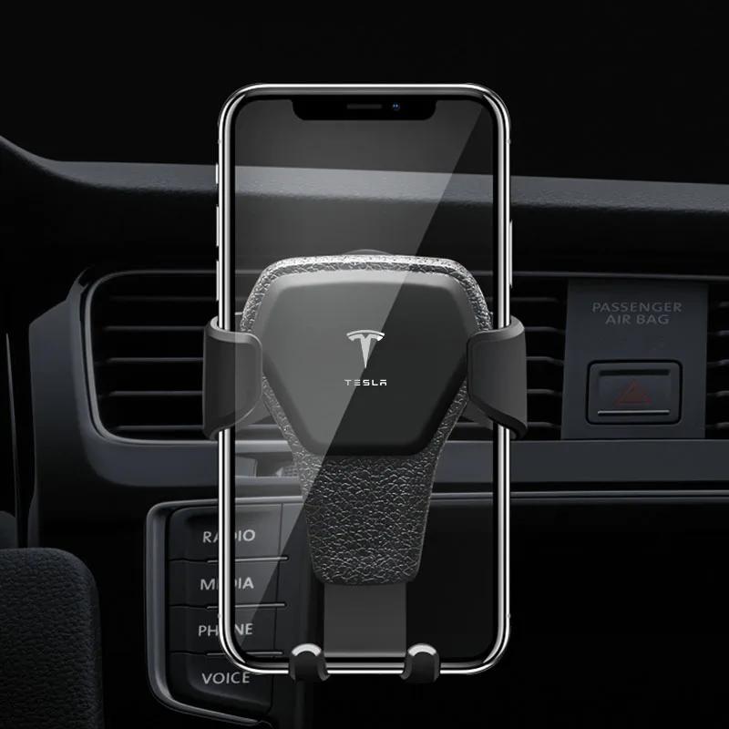 Car Sticker Tesla 1pcs Gravity Car Phone Holder Air Vent GPS Stand Vent Clip Multiuse Car Accessories for Tesla Model 3 Model S