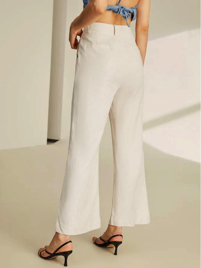 European-American High Waist Casual Women's Wide Leg Slimming Pocket Pants