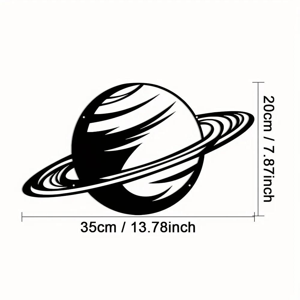 Black Planet Silhouette Metal Wall Decor – Stylish Hanging Art Sign, Elegant Room & Bar Decoration, Perfect for Living Room