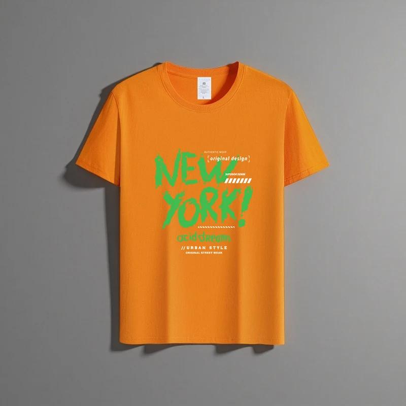 Letní nové unisex všestranné tričko z čisté bavlny módní ležérní top s kulatým výstřihem prodyšné volný střih potisk krátký rukáv