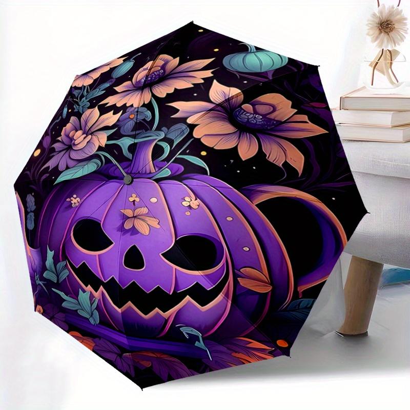 1pc Purple Pumpkin Halloween Elements Automatic Opening and Closing Folding - A Good Choice for Gifts, Fashionable and Convenient Umbrella W