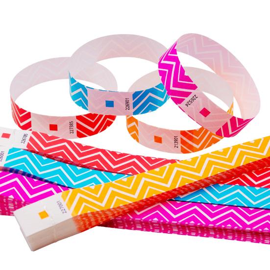 100 Pcs Disposable Paper Wristbands Fluorescent Adhesive Event Wrist Bands Party Favor ID Bracelets for Concerts Festivals