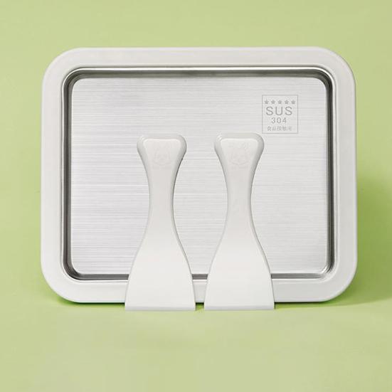 Fried Ice Machine Stainless Steel Large Freezing Tray with 2 Non-Stick Scrapers Fried Yogurt Maker