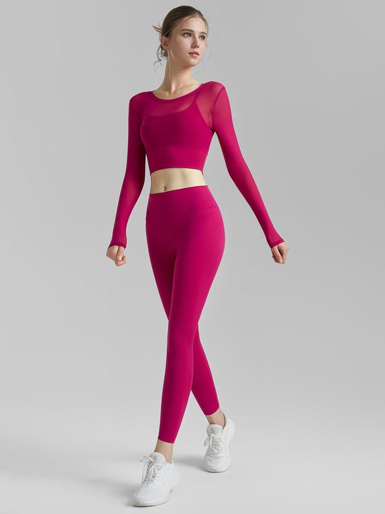 2025 Autumn Women's Mesh Yoga Set: Two-Piece Short & Tight Lycra Pants
