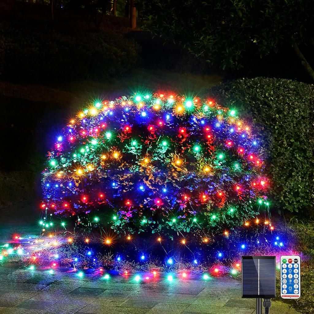 Solar Net Light Outdoor Garden Mesh String Light 2000K Golden Sunset Fairy Lighting Connectable for Bush Yard Hedge Patio Decor