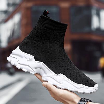 Socks and Shoes Men's Fly-woven Mesh Men's Shoes High-top Lazy One-pedal Casual Single Shoes Large-size Sports Men's Shoes