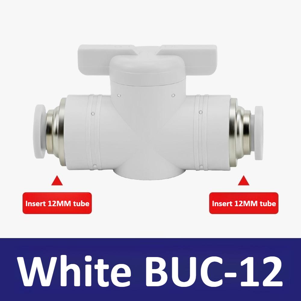 Black and White BUC-4mm/6mm/8mm/10mm/12mm Pneumatic Switch Quick Insertion PU Flow Limiting Ball Air Pipe Joint Manual Valve