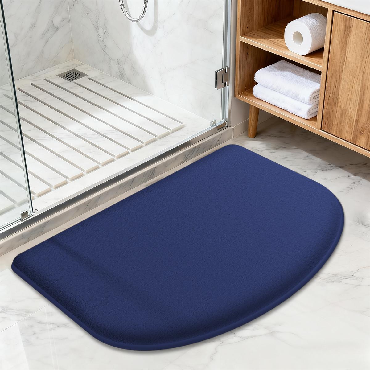 Simple semi-circular non-slip mat flannel absorbent bathroom mat solid color toilet mat plush mat doormat 400MMx600MM синий