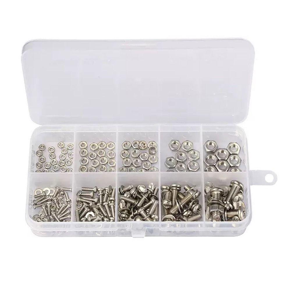 320pcs/box Stainless Steel Metic Nut and Bolt Assortment Bolt Nut Washer Set  Home Improvement