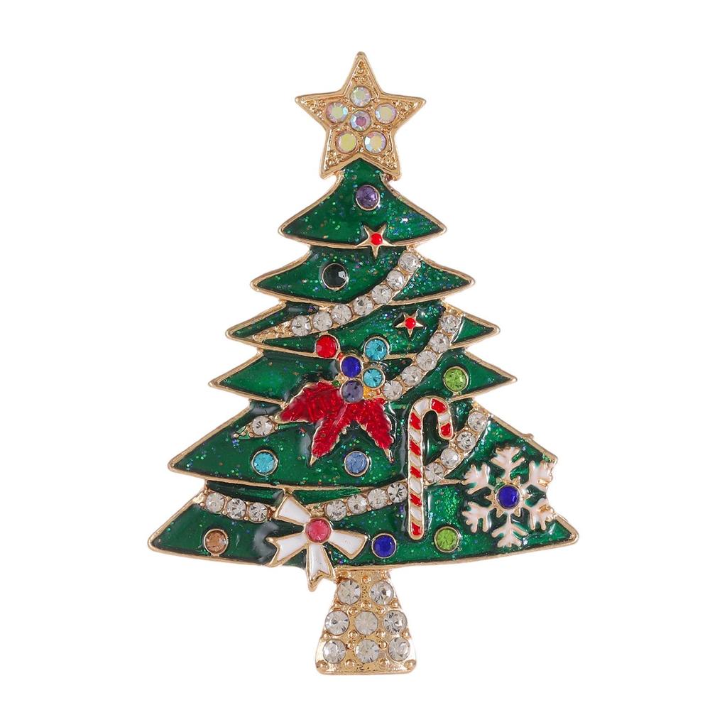 Colorful Rhinestone Star Christmas Tree Brooch - Retro Holiday Gift Accessory