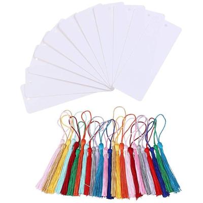 Hanging Label with Colorful Tassels Party Decorations DIY Project Blank Thick Paper Bookmarks Set Rectangle Book Marks